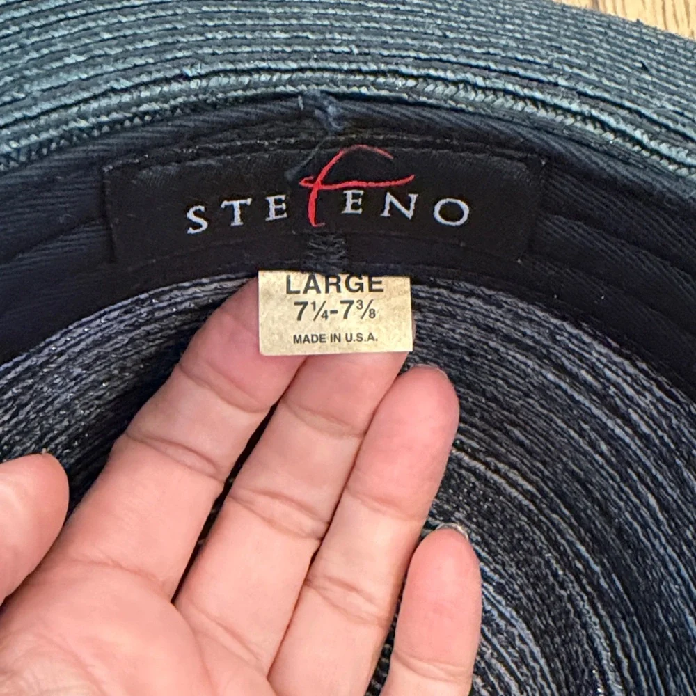Stefeno Black Paul Straw Fedora Hat 7 1/4
